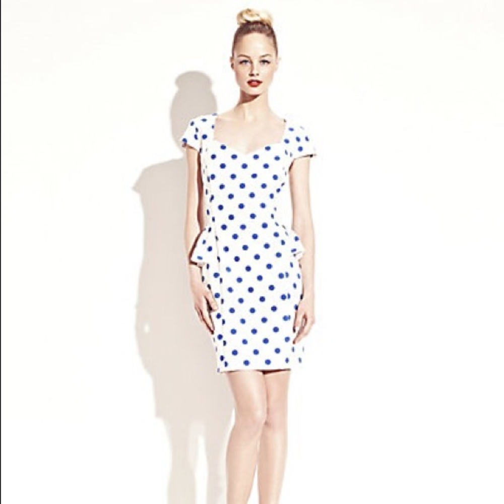 White & Blue polka dotted Betsy Johnson dress
